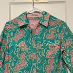 Lilly Pulitzer printed button up shirt blouse size small pink green seahorse Photo 5
