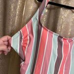 Kona Sol  Orange Green Pastel Striped One Piece Swimsuit XL Photo 2
