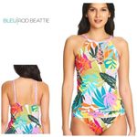 Bleu Rod Beattie NEW.  underwire tropical print high neck tankini top. 10. Retail Photo 1