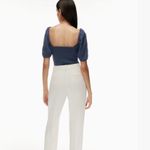 Wilfred Aritzia Navy Puff Sleeve Cropped Top Size Small Photo 1