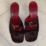 YSL Brown Suede Vintage Square Toe Buckle Sandal Heel Pump Size 6 Photo 11