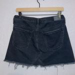 American Eagle AE Black Wash Denim Frayed Hem Hi Rise Festival Mini Skirt Photo 4