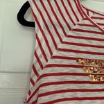 Gap Women’s Red & White Striped Wonder Woman Gold Sequin Cap Sleeve T-Shirt XS Photo 2
