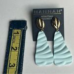 NEW Hannah Clay Poly Drop Earrings Teal and Gold Blue Photo 5