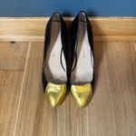 Coye Nokes Black Leather 4” High Heels with Metallic Gold Detail Size 39 Photo 1