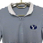 Cutter and Buck BYU  Navy Striped Virtue Eco Pique Top Women’s 1/4 Zip Petite Small Photo 2