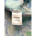 Appleseeds Size Large Blue Green Floral Button Shirt Coastal Garden Style Casual Photo 7