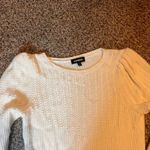 EXPRESS White Puff Sleeve Textured Knit Sweater Women's Size M Photo 1