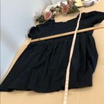 White Birch  Women Navy Blue Dress Short Sleeve Pleated Square Neck 100% Linen Photo 10