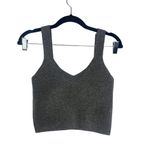 ZARA Wool V Neck Solid Cropped Tank Top Pullover Sleeveless Casual M Grey #2984 Photo 3