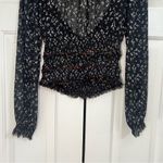 Free People  Lolita Peasant Floral Black Long Sleeve Top Size Small Sheer Photo 8