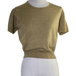 Leslie Fay Vintage Gold Metallic Knit Petite Top Made in Hong Kong 80s Photo 0
