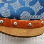 Coach Vintage Blue Signature Logo Bacall Wood Leather Clog Mule Heels Shoes 5B Photo 6