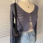 Boutique  Purple Knitted Cropped Buttoned Cardigan Photo 4