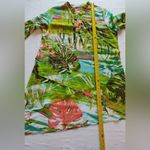 cha cha vente Green Multi-Colored Split Neck 3/4 Sleeve Hi Low Tunic Blouse M Photo 10