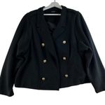 Torrid 5 5X Textured Ponte Crop Military Jacket Black Gold Button Ribbed Women's Photo 2