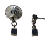 New Dainty Silver Square Dangle Earrings For Pierced Ears Silver Photo 0