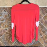 Solemio Coral Fitted Long Sleeve T-Shirt Cream Heart Patches at Elbows Small Photo 2