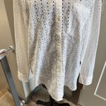 Gap  Button Down White Eyelet Detail Lace Blouse Shirt Cotton Long‎ Sleeve Summer Photo 2