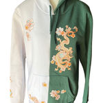 Rue 21  Dragon Hoodie‎ Women's Medium Green White Pullover Graphic Kawaii Photo 0