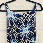 Kenar Blue and White Slip Midi Dress with Spaghetti Straps Photo 4