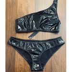 Lisa Marie Fernandez Arden Metallic PVC Bikini Set Black 0 Xsmall New Womens Size XS Photo 4
