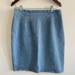 Vintage Les Copains Light Blue Italian Denim Jean MIDI Skirt Sz 46 Photo 0