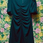 Black Halo  Dark Green Remus Ruched Puff Sleeve Crepe Dress Size 12 Photo 2