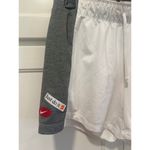 Nike  Dri Fit Athletic Shorts Women's Gray M White Running Gym Just Do It Photo 2