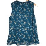 PaperMoon Women's Teal Floral Annie Notch Neck Sleeveless Blouse M NWT Photo 1