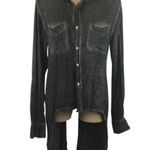 Stillwater Gray Long Sleeve Button Front Tuxedo Tail Blouse Top S Photo 9