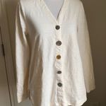 Soft Surroundings  Mixed Unique Button Cardigan Blouse | Cream | Cotton Photo 0