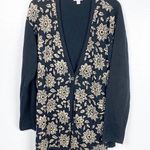 J.Jill Black Gold Floral One Button Longline Cardigan, Size Large Photo 0