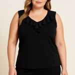 Anne Klein Black Anne Ruffle Tank Blouse Photo 0