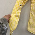 Kut From The Kloth  yellow and white gingham long sleeve roll tab top small #745 Photo 3