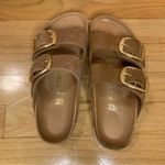Birkenstock Arizona Big Buckle Slide Sandals in Antique Cognac Leather - Size 36 Photo 4