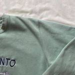 Blue green white embroidered Sorrento Italy crewneck Photo 5