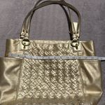 Coach - North South Metallic Woven Leather Gold‎ Leather Shoulder Bag Tote F17099 Photo 13
