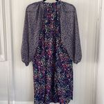 Umgee mixed floral midi dress with semi-sheer balloon sleeves smocked waist M Photo 4