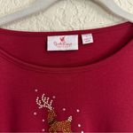 Quacker Factory Red Christmas‎ Reindeer Shirt Bling Rhinestones Large Photo 7
