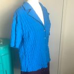 Anthropologie  Eri + Ali Cerulean Blue Textured Short Sleeve Button Down Shirt Photo 1