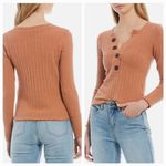 Free People NEW We the Free Oliver Boucle Ribbed Long sleeve Henley in Clay, XS, MSRP $58 Photo 2