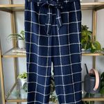 EXPRESS High Waisted Windowpane Sash Tie Anke Pant Photo 3