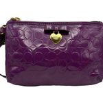 Coach Patent Leather Purple Heart Wristlet Photo 0