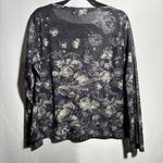Jones New York Y2K Black Floral Sequin Top Long Sleeve Fairy Grunge Whimsigoth Boho Womens XL Photo 2