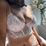 VS For Love & Lemons Foil Rose Pink Blue Sheer Mesh Bustier Coquette Top Large Photo 9