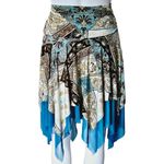 Vintage Carolina U.S.A. 90s Turquiose Paisley Handkerchief Hem Skirt Size Large Blue Photo 3