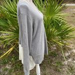 Adrianna Papell  Heather Grey & White long Sleeve VNeck Sweater Photo 1