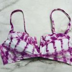 Bar III PURPLE FUCHSIA Summer Stripes V-Wire Bikini Swim Top M Bralette New Photo 1