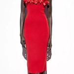 ZARA  Red Strapless midi fitted bodycon Dress evening wedding party  Photo 10